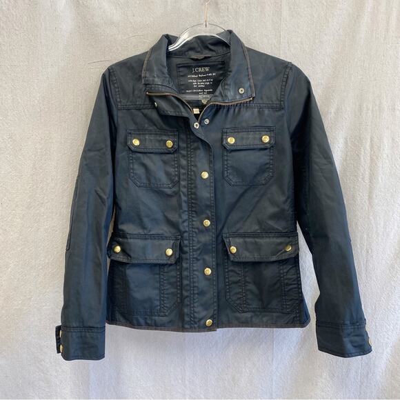 J. Crew Black Downtown waxed 100% cotton field utility jacket size small - Picture 1 of 14